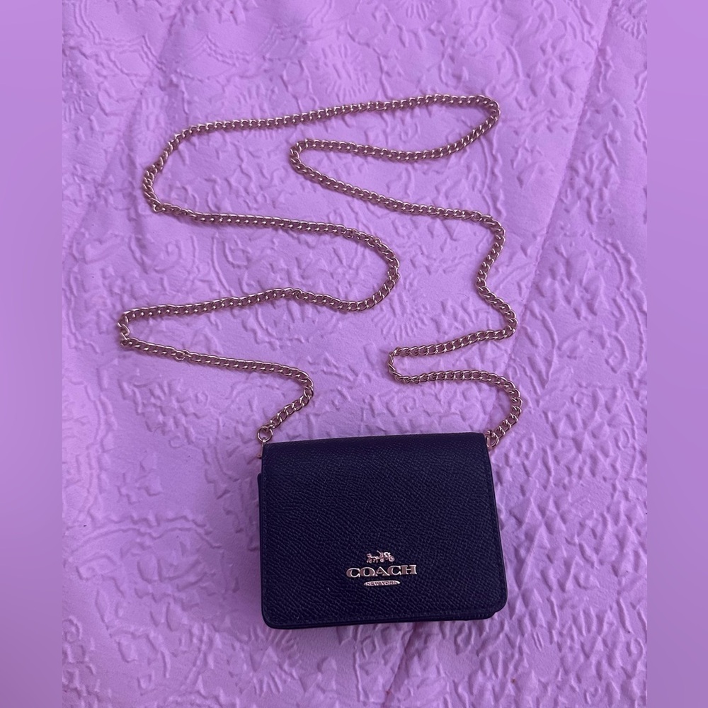Coach Mini Wallet On A Chain - Black